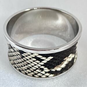 Calvin Klein Spellbound Snake Print Wide Bangle Bracelet Stainless Steel